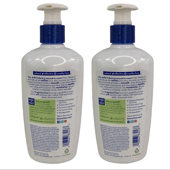 🆕 Kiss My Face FRAGRANCE FREE 4-in-1 Moisture Shave Cream Formula 11oz (x 2) - Picture 3 of 5